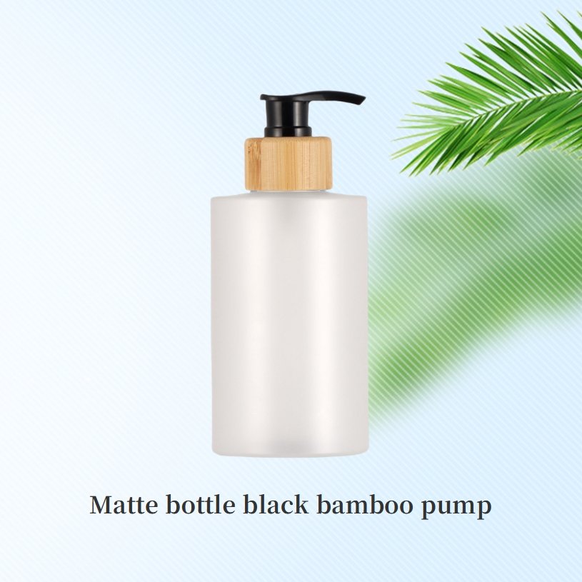 Luxury 500ml frosted clear circle men shower gel bottle 300ml glossy white shower gel baby bottle with bamboo cap