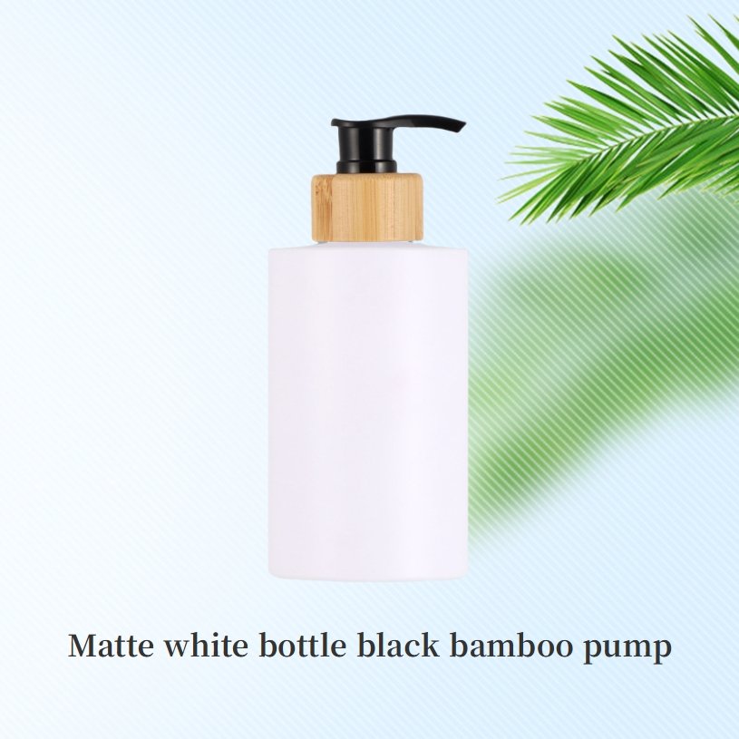 Luxury 500ml frosted clear circle men shower gel bottle 300ml glossy white shower gel baby bottle with bamboo cap