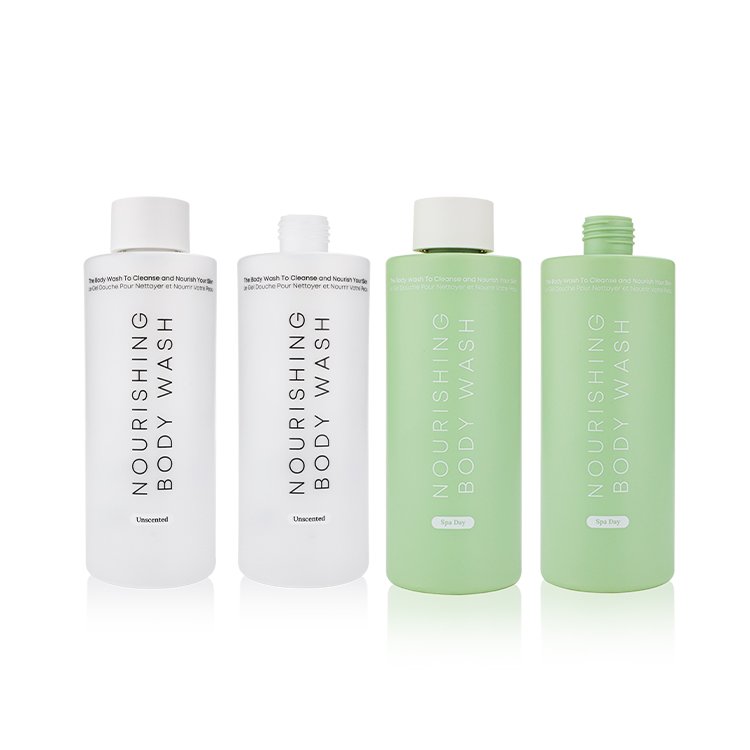 Eco friendly shower gel container 300ml 10oz cylinder empty plastic squeeze shampoo body wash bottle with screw cap