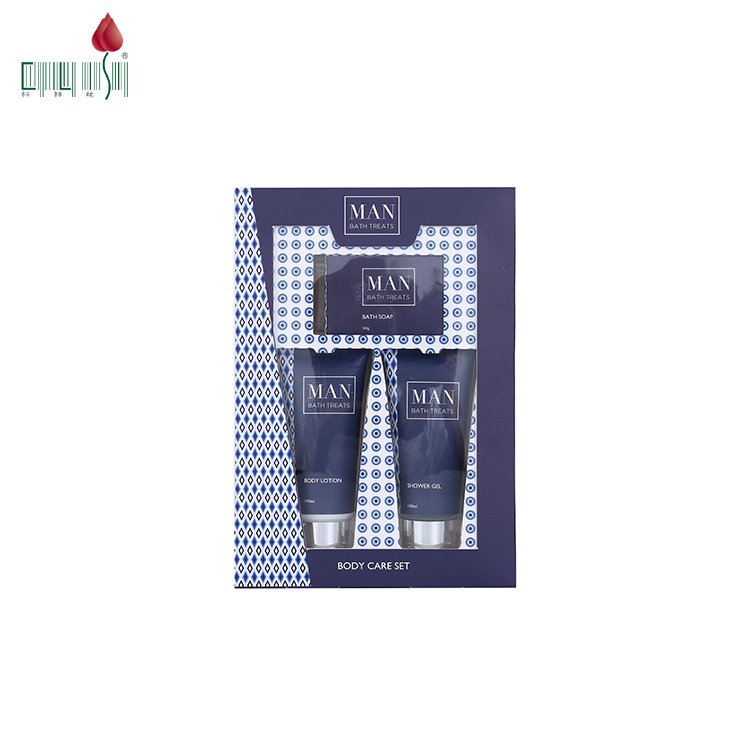 Personal Body Lotion Men's Care Shower Gel Fashionable Relaxing Men Bath Gift Set 25.8*12.7*25cm Accept Custom