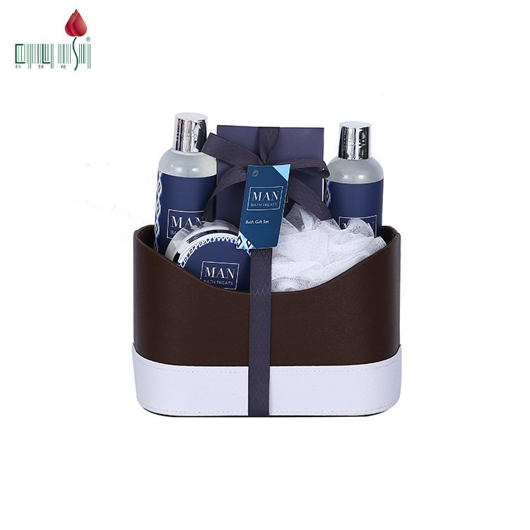 Personal Body Lotion Men's Care Shower Gel Fashionable Relaxing Men Bath Gift Set 25.8*12.7*25cm Accept Custom