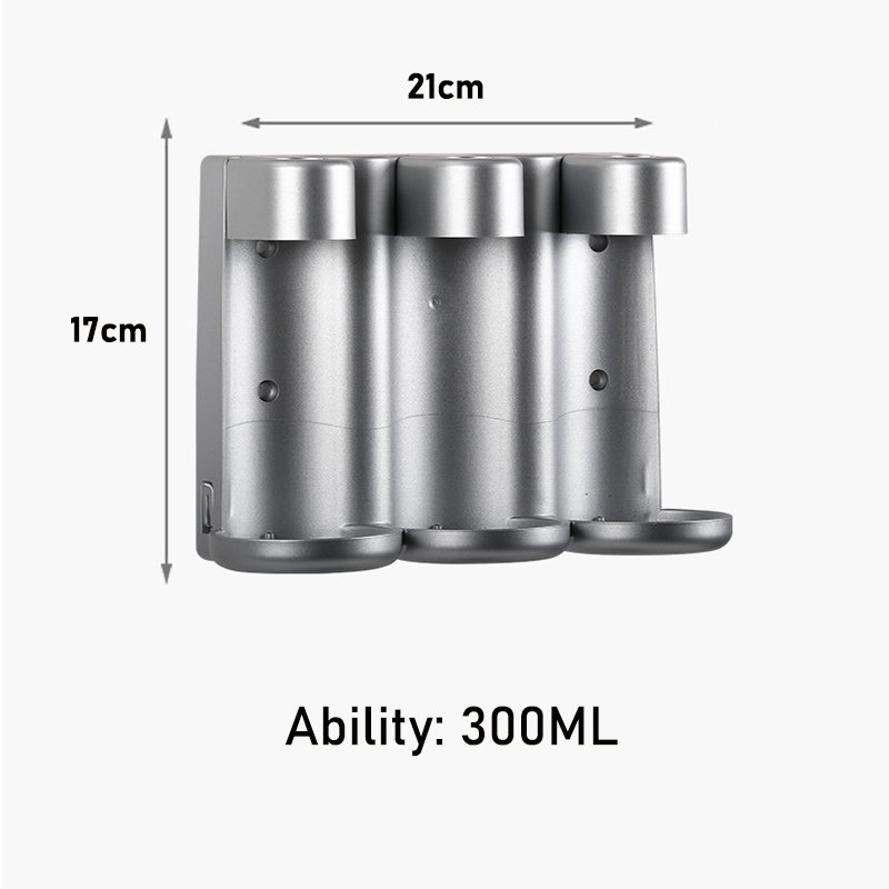 customized private label plastic soap dispenser hotel shampoo shower gel triple dispenser for soap with holder