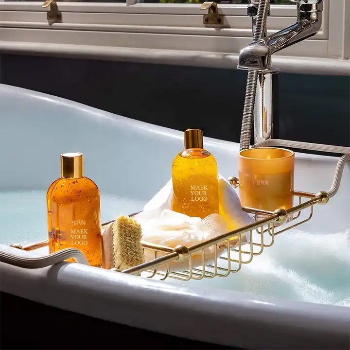 OEM Spa Hotel Strong Fragrance Anti Aging Whitening Exfoliating Koji Acid Luxury 24K Gold Body Shower Wash Gel