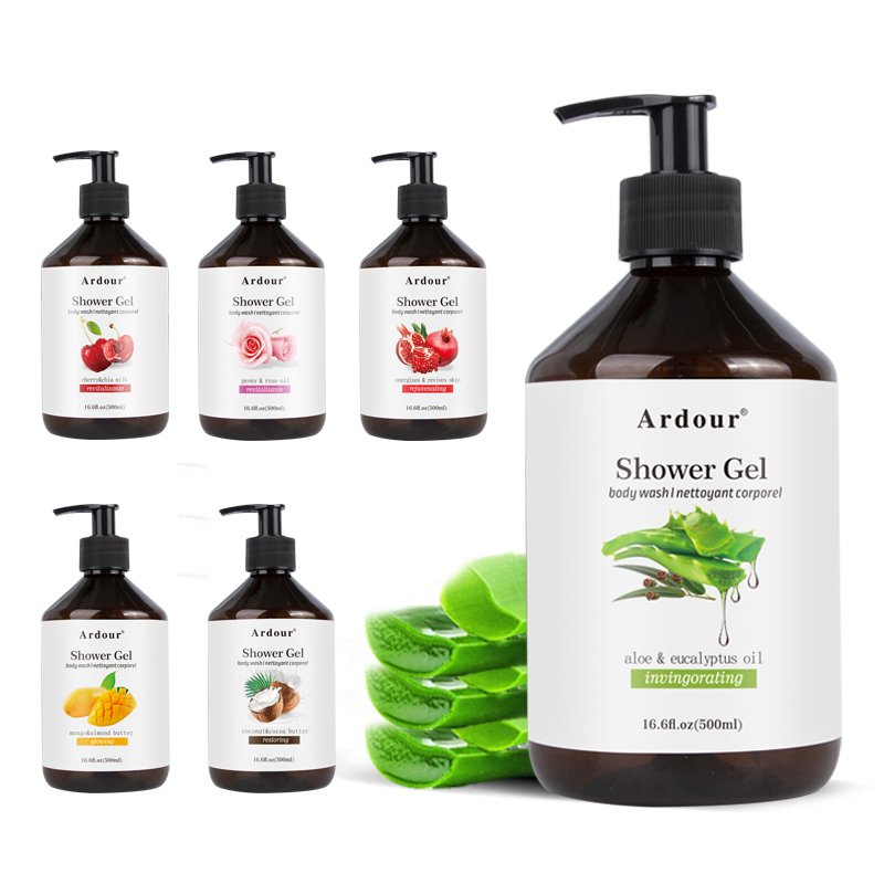 Make Your Logo Private Label Aloe Vera Almond Butter Fruit Deep Cleansing Body Whitening Organic Natural Body Wash Shower Gel