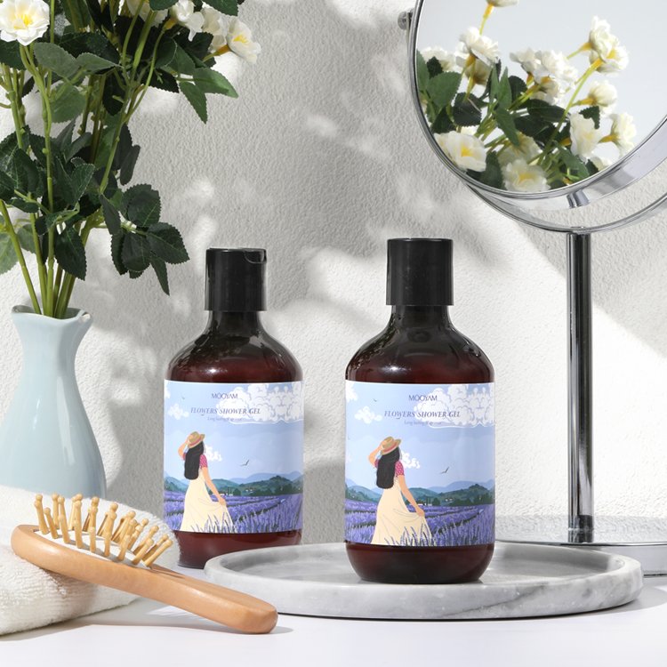 OEM private label organic lavender oil shower gel smoothing reviving calming body wash