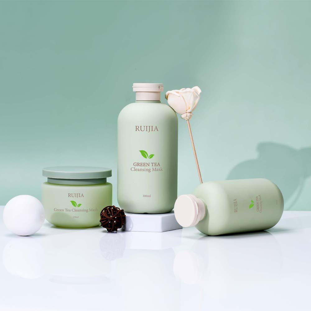 Matte Green HDPE Plastic Cosmetic Packaging 200ml 300ml 500ml Hotel Shower Gel Squeeze Empty Body Wash Lotion Shampoo Bottle