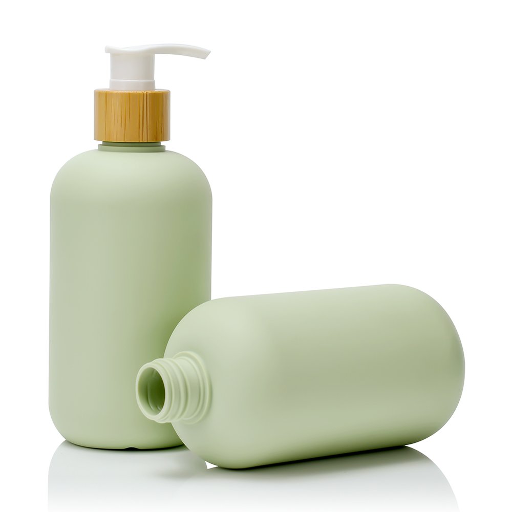 Matte Green HDPE Plastic Cosmetic Packaging 200ml 300ml 500ml Hotel Shower Gel Squeeze Empty Body Wash Lotion Shampoo Bottle
