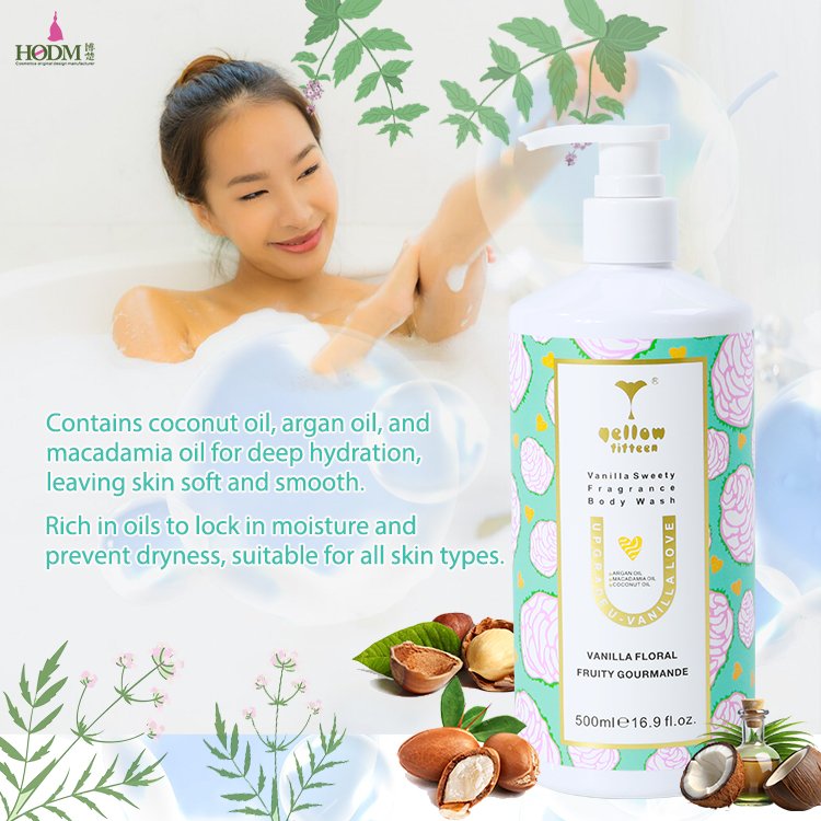 Lightweight Texture lock in moisture body wash private label leaving skin soft and smooth natural whitening perfume shower gel