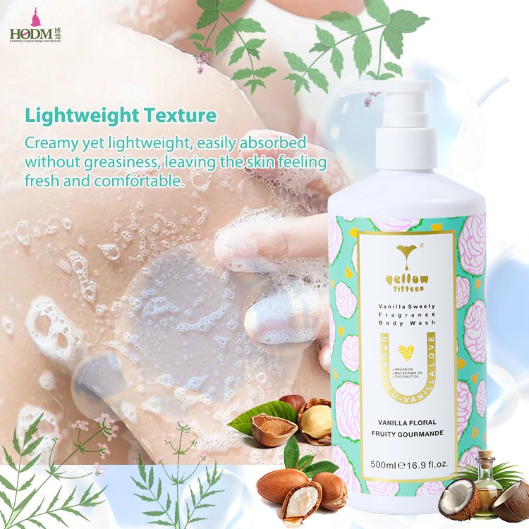 Lightweight Texture lock in moisture body wash private label leaving skin soft and smooth natural whitening perfume shower gel