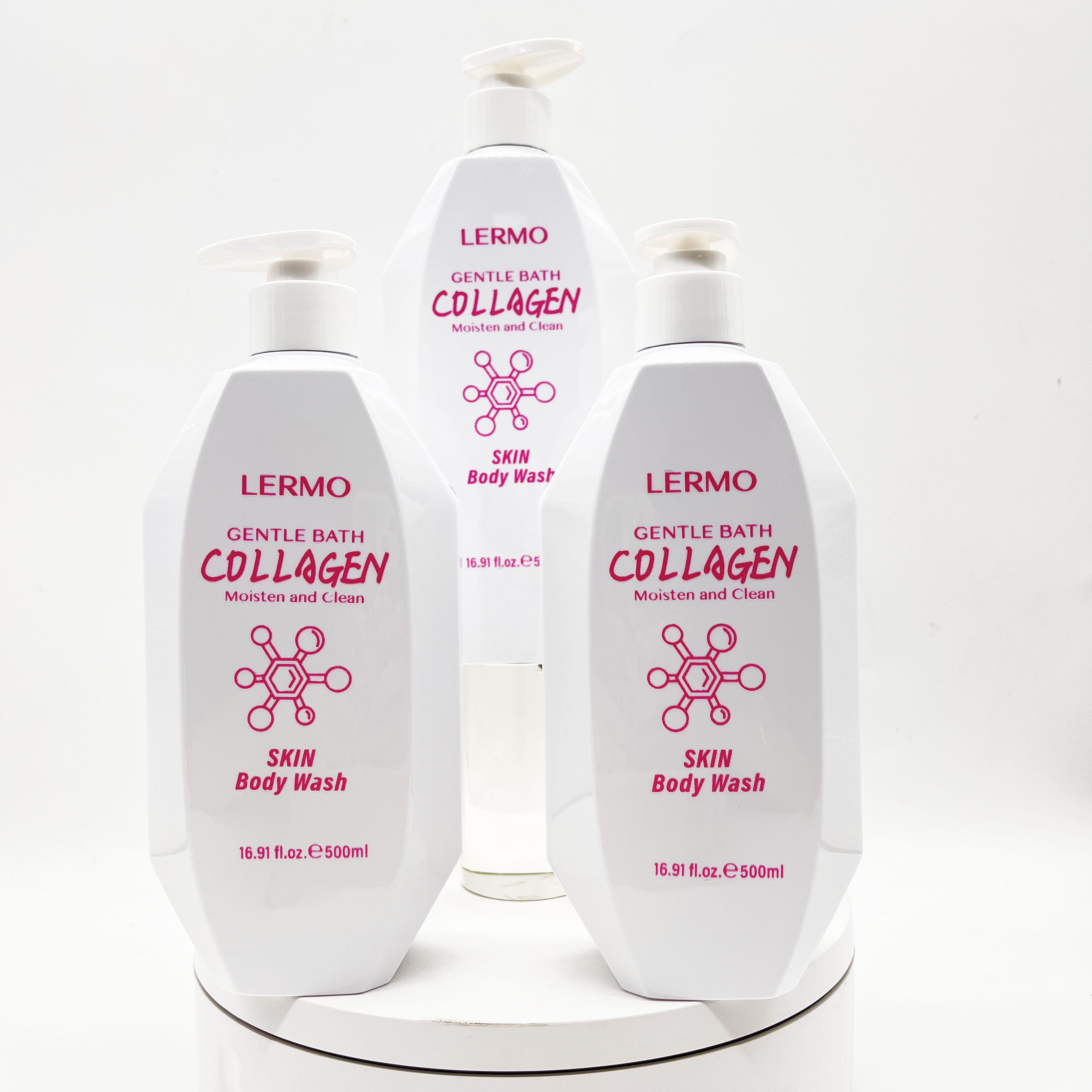 LERMO Private label hot sale 500ml Collagen Body Wash Moisturizing cleaning nourishing shower gel whitening bath gel
