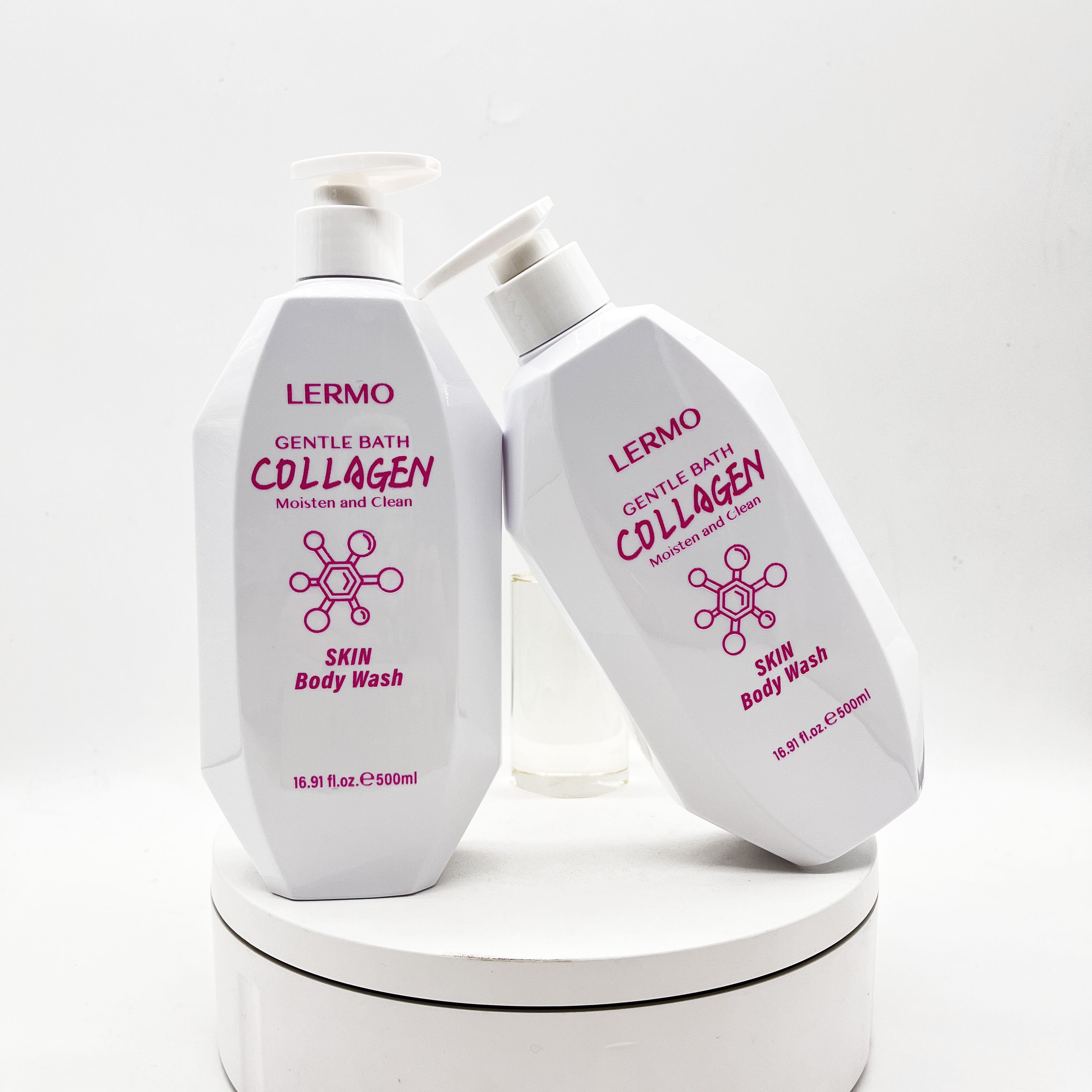 LERMO Private label hot sale 500ml Collagen Body Wash Moisturizing cleaning nourishing shower gel whitening bath gel