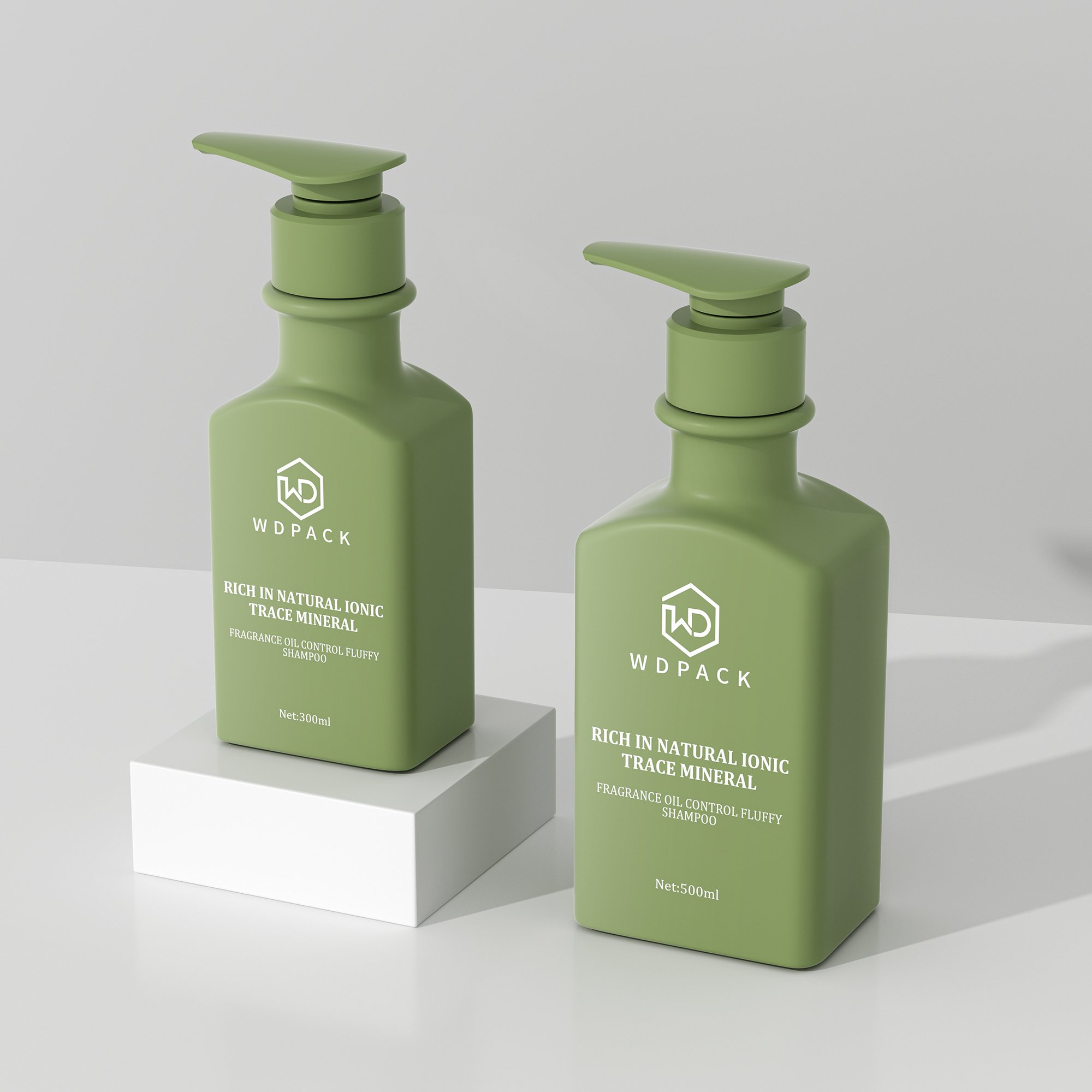 Custom color Soft touch plastic bottle square lotion for shampoo and conditioner shower gel 300ml 500ml