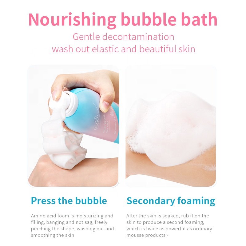 Private Label Amino Acid & Yogurt Mousse Body Wash - Creme Moisture Nourish Silky Skin Bubble Shower Gel - Foaming Bath Mousse