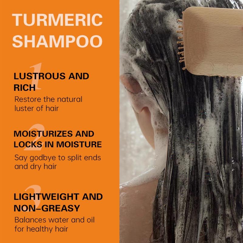 Private label organic turmeric shampoo hair regeneration anti-loss shampoo set hair care hair mask essential oil wholesale
