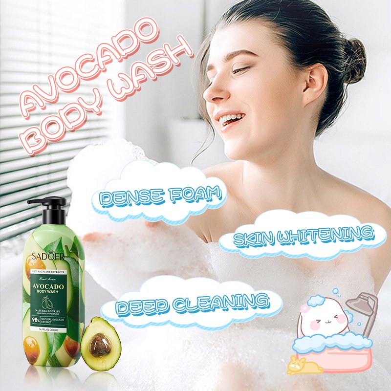 SADEOR Private Label Avocado Coconut Skin Whitening Brightening Body Wash Lemon Cleaning Moisturizing Shower Gel For Adult