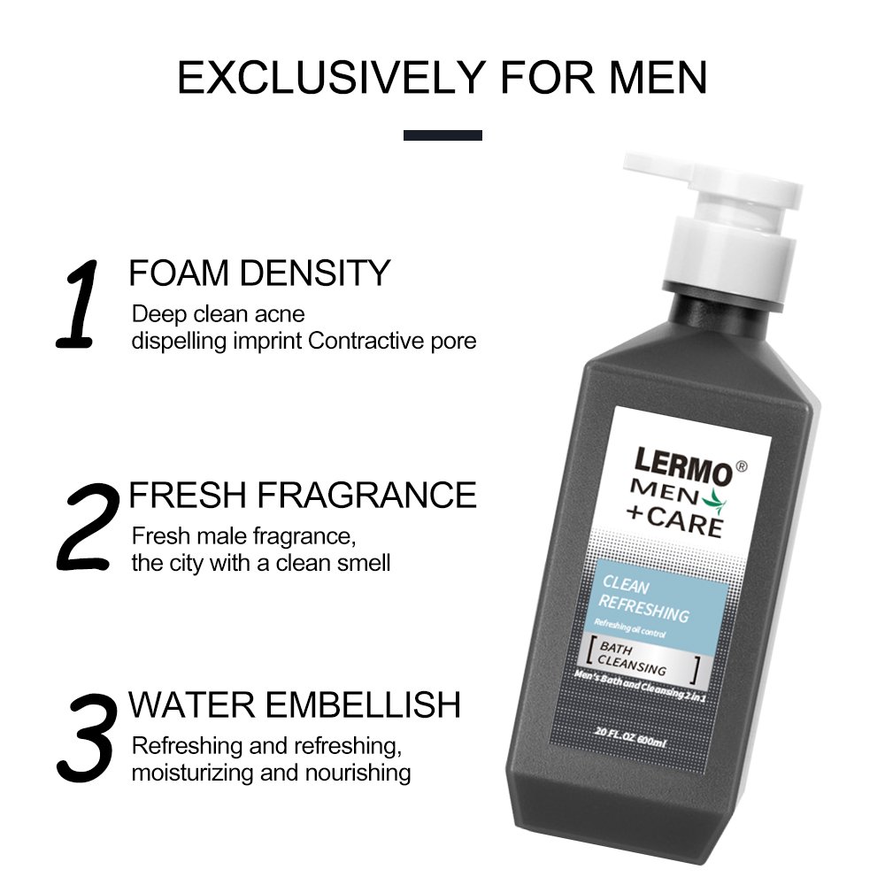 LERMO Men's care men's bath and cleansing 2 in 1 refreshing moisturizing shower gel and face wash