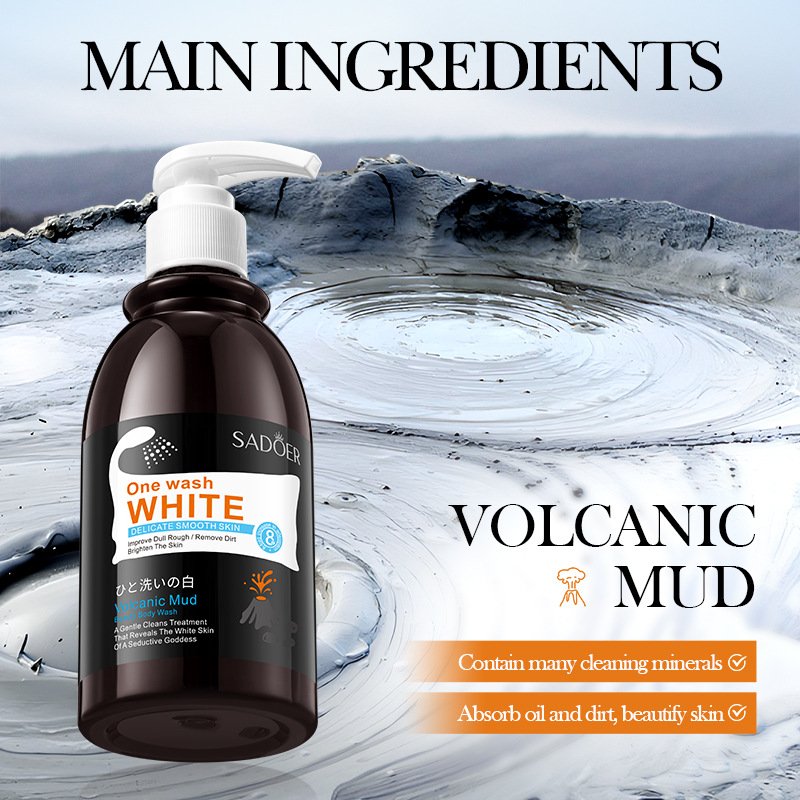 Hot selling natural organic moisturizing deep cleansing whitening brightening and delicate smooth volcanic mud shower gel