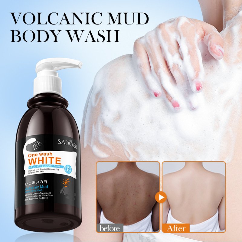 Hot selling natural organic moisturizing deep cleansing whitening brightening and delicate smooth volcanic mud shower gel