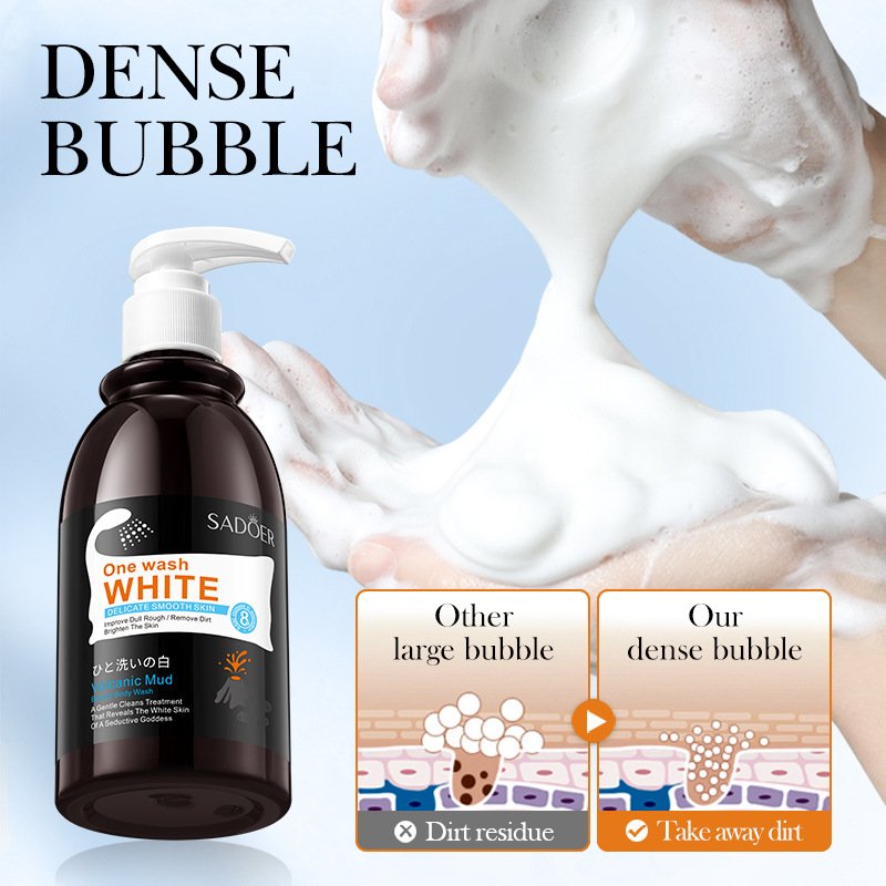 Hot selling natural organic moisturizing deep cleansing whitening brightening and delicate smooth volcanic mud shower gel