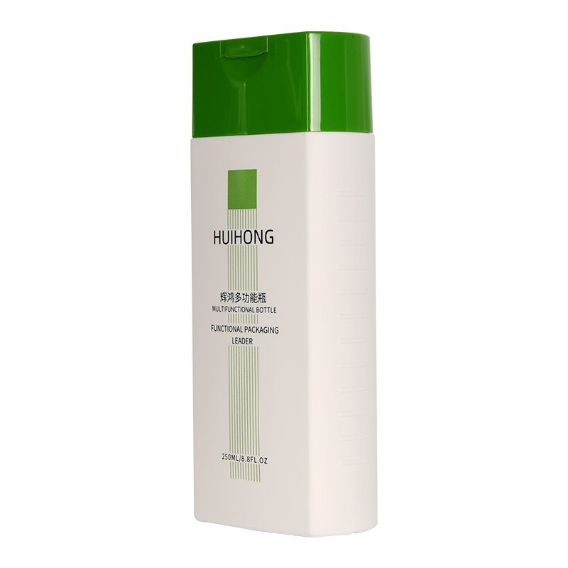Empty Skincare Packaging 200ml 260ml 300ml 400ml 500ml green HDPE Plastic Lotion Bottle w Flip Cap for Shower Gel