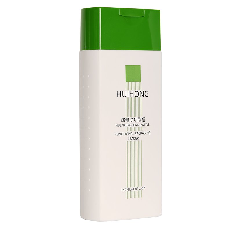 Empty Skincare Packaging 200ml 260ml 300ml 400ml 500ml green HDPE Plastic Lotion Bottle w Flip Cap for Shower Gel