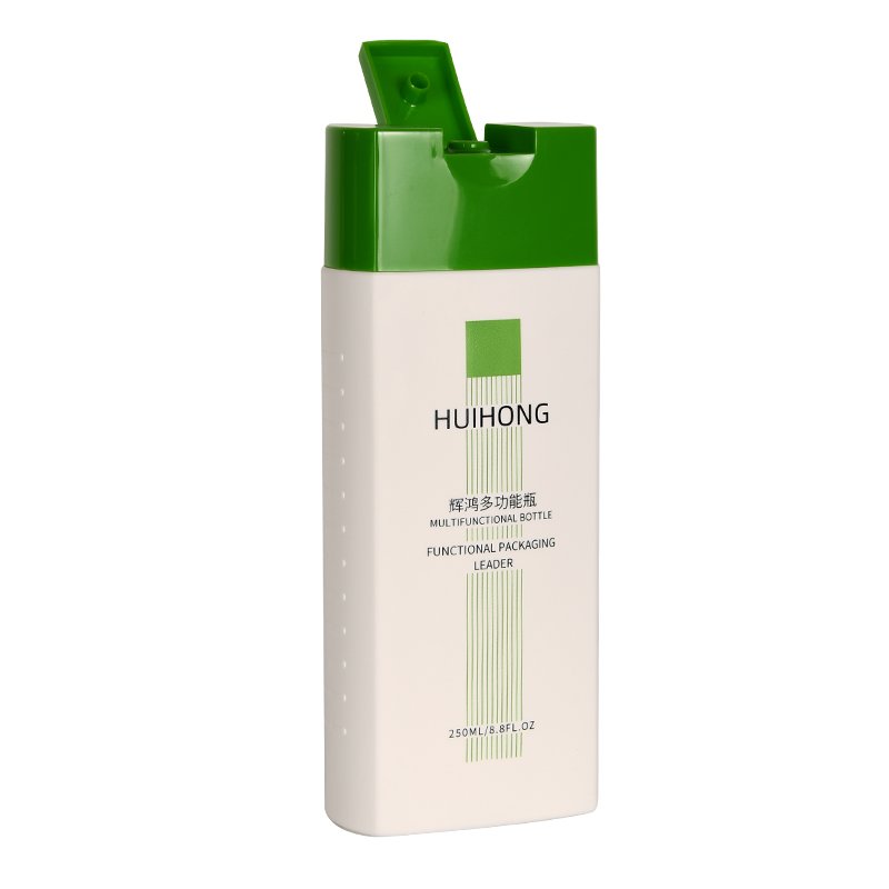 Empty Skincare Packaging 200ml 260ml 300ml 400ml 500ml green HDPE Plastic Lotion Bottle w Flip Cap for Shower Gel