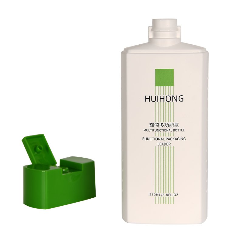 Empty Skincare Packaging 200ml 260ml 300ml 400ml 500ml green HDPE Plastic Lotion Bottle w Flip Cap for Shower Gel