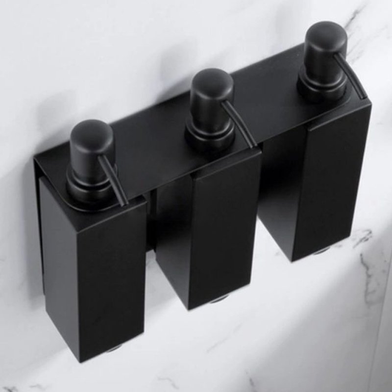Wall Mounted 304 Rust Proof Stainless Steel Brushed Black Square shampoo and shower gel Soap Dispenser for Bathroom Kitchen