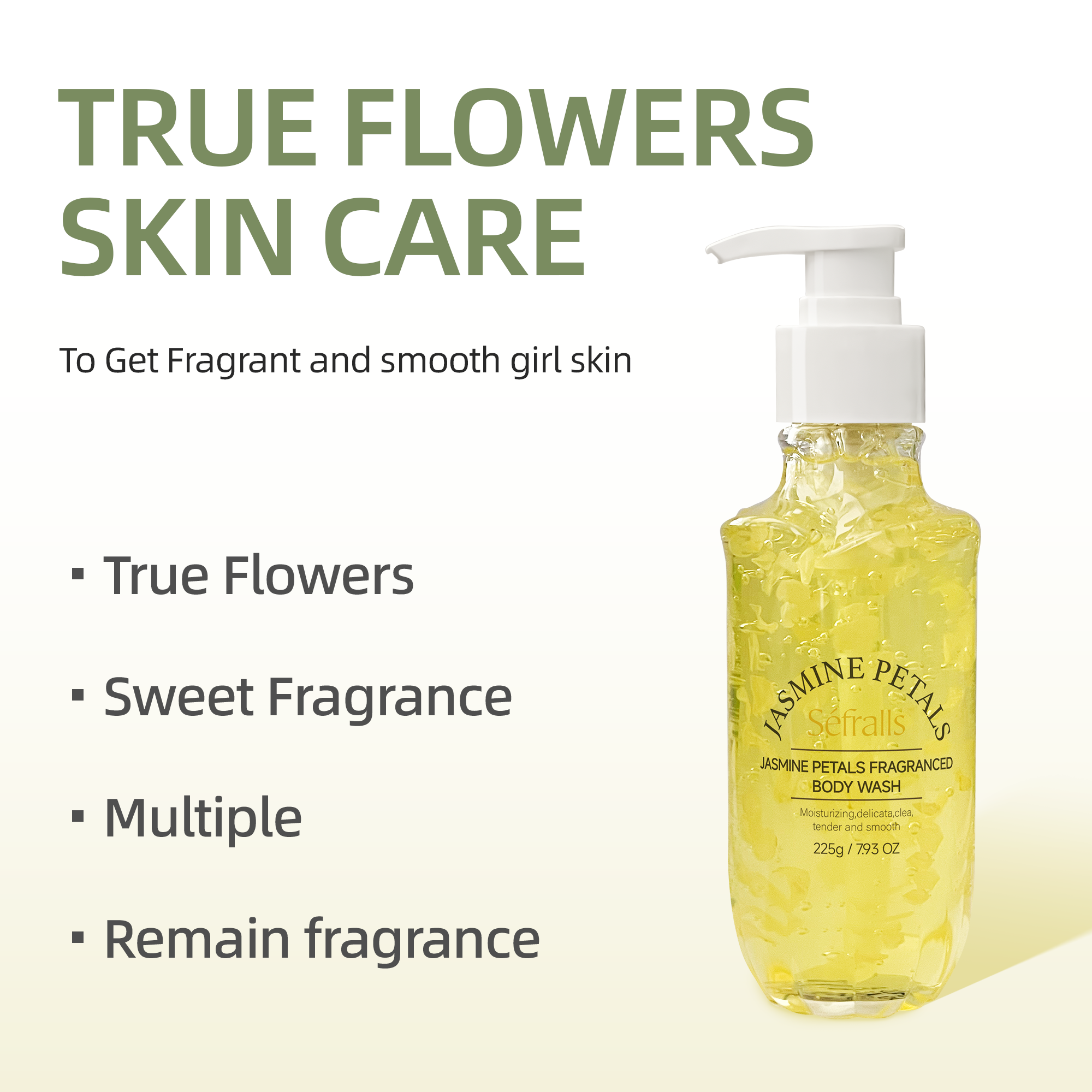 US Dropshipping Sefralls Jasmine Petal Scented Shower Gel Bath Wash Shea Butter Body Wash Beautiful Body Wash Moisturizer