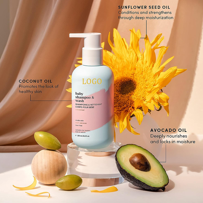 Private Label Kids Wash Hair Product Natural Body Wash Baby's 2 in1 Shower Gel Baby Body Wash Shampoo