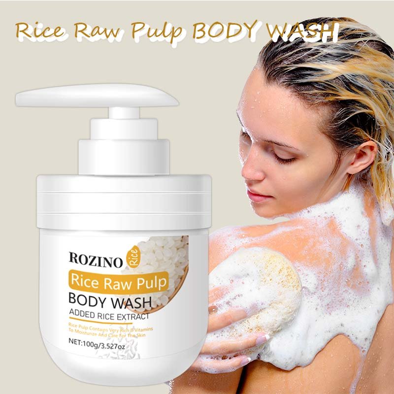 Rice Raw Pulp Body Wash, gentle clean skin deep moisturizing care lasting fragrance men and women shower gel