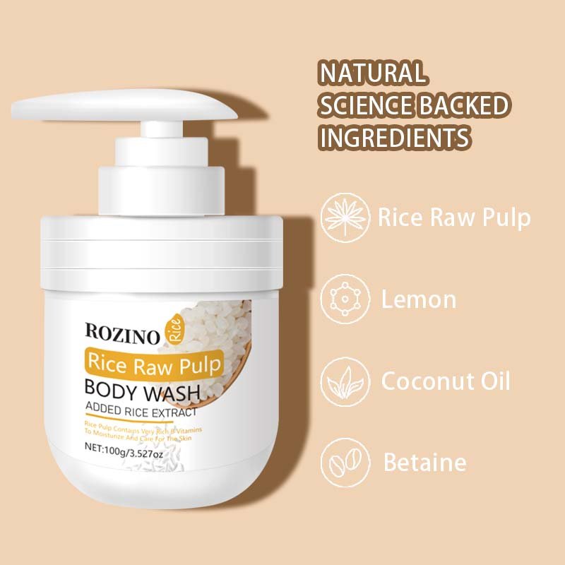 Rice Raw Pulp Body Wash, gentle clean skin deep moisturizing care lasting fragrance men and women shower gel