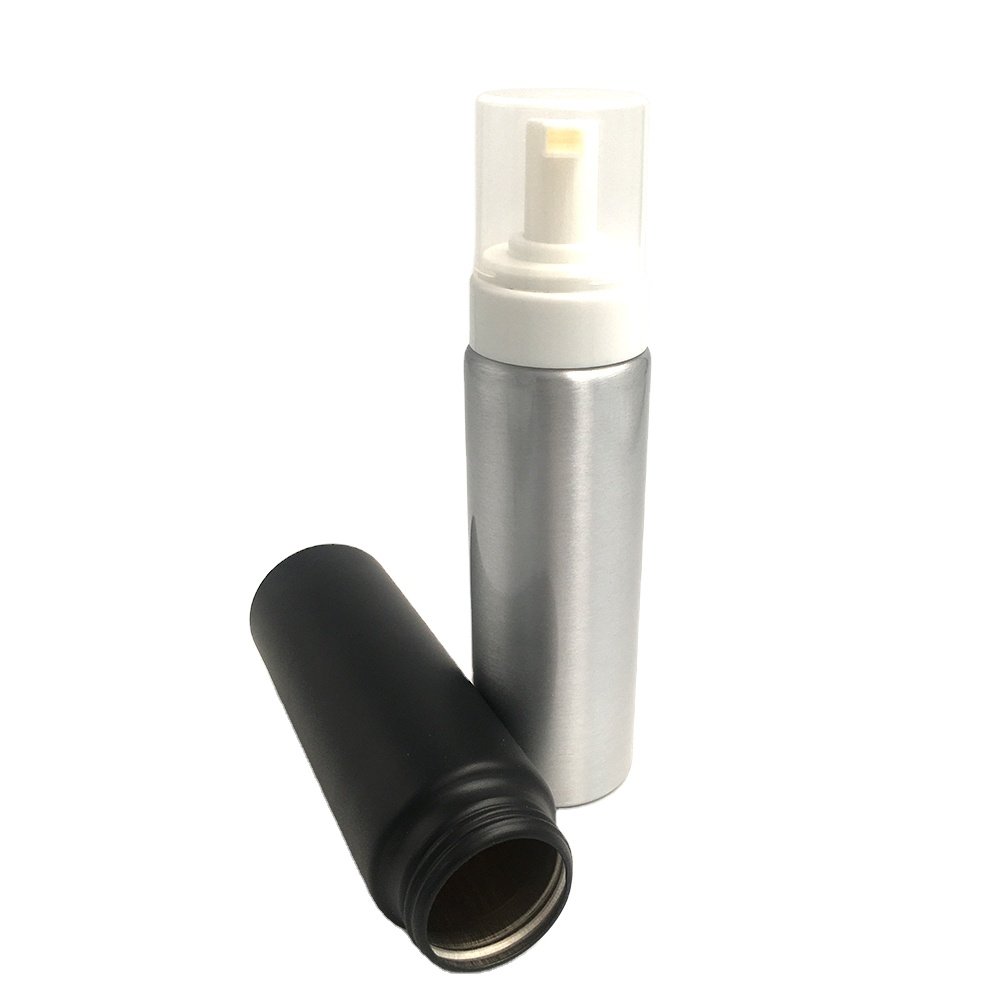 Empty 250 300ml Matte Black Shower Gel Mousses Soap foam Pump Aluminum Bottle