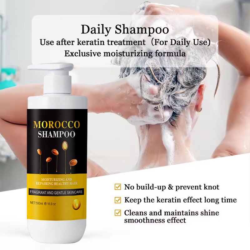 Han Xiaoya Moroccan Keratin Nut Shampoo Set Hair Moisturizing Repair Nourishing Shampoo 500ml Shower Gel