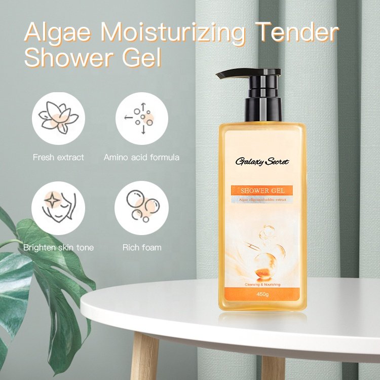 OEM Wholesaler Herbal Shower Gel Organic Natural Cleansing Nourishing Algae Oligosaccharides Extract Body Wash