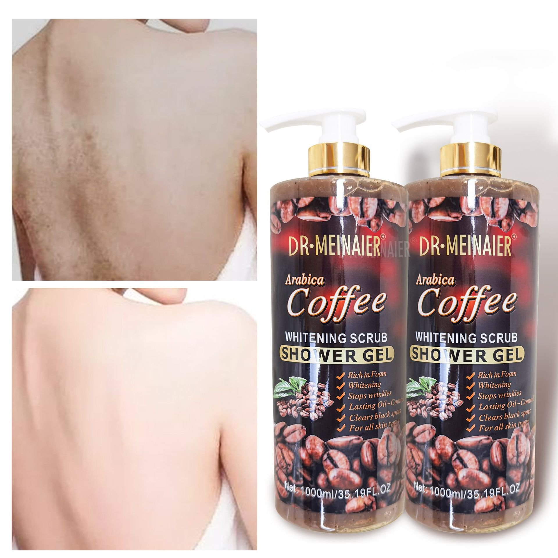 Private Label Organic coffee Shower Gel 500ml Body Wash Custom whitening scrub bath soap