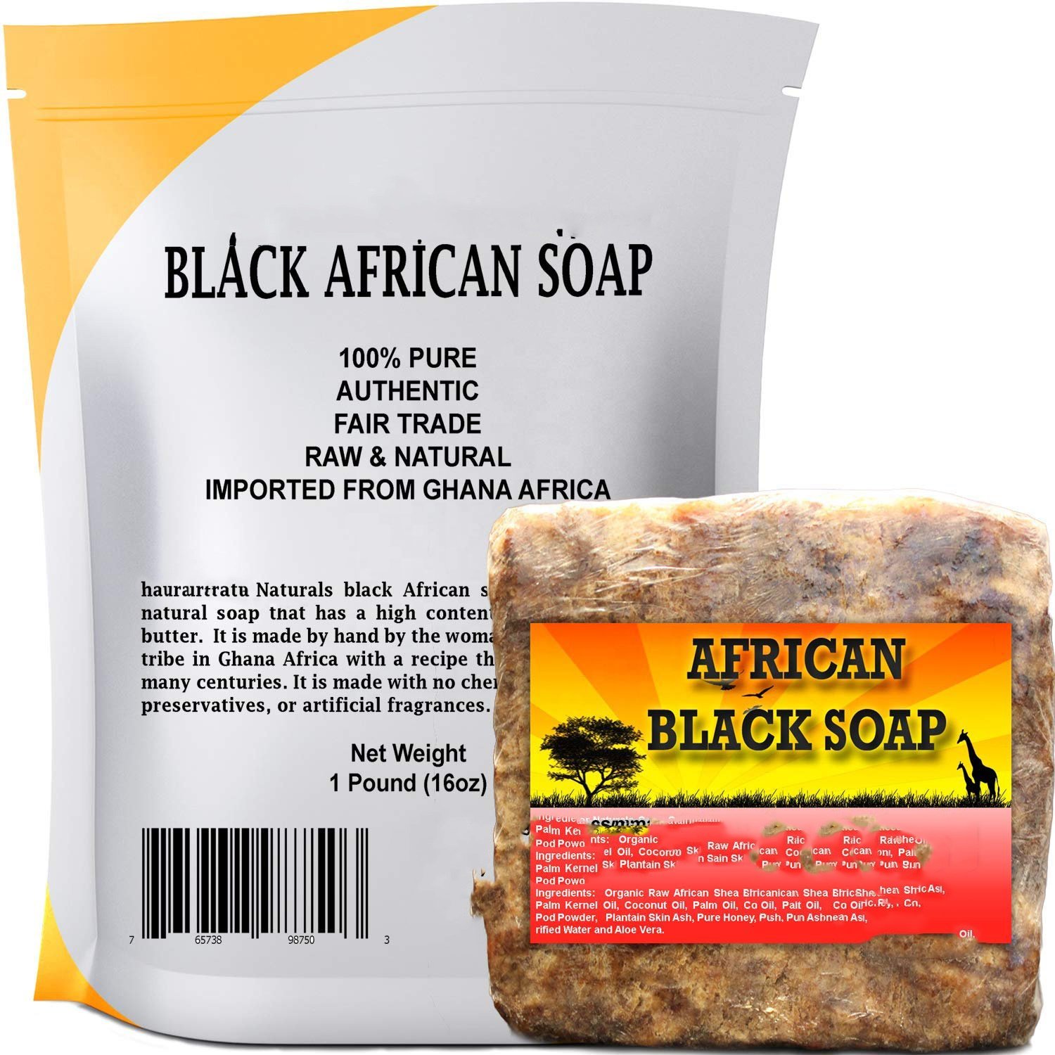 100% Natural Organic Ghana African Black Soap Whitening Raw African Black Soap For Acne