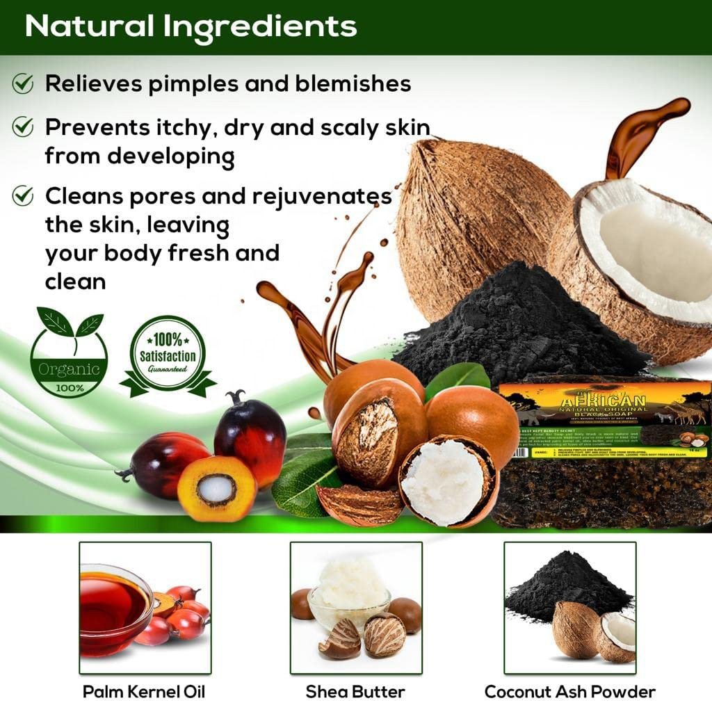 100% Natural Organic Ghana African Black Soap Whitening Raw African Black Soap For Acne