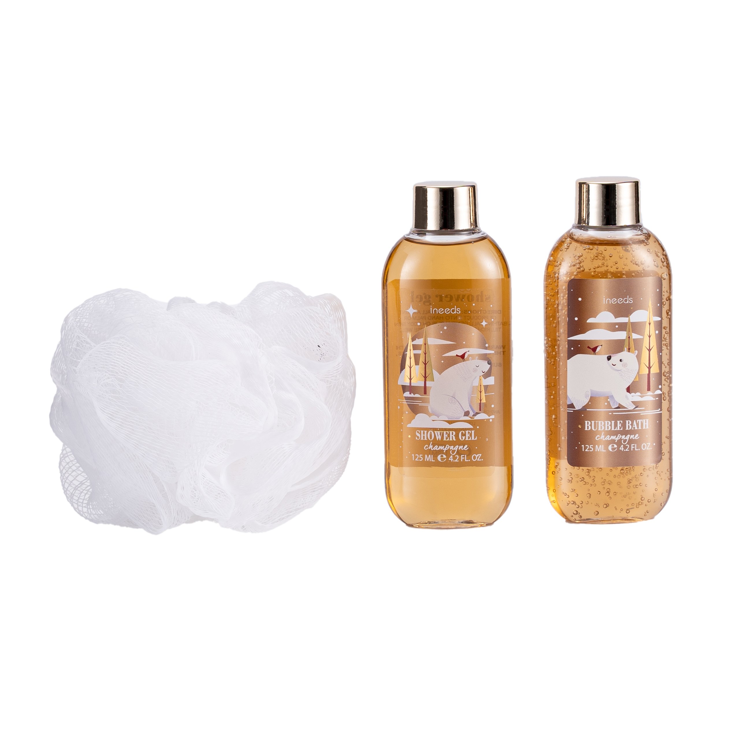 Customized Eco-Friendly Vegan Winter Christmas Bathroom Bubble Bath Gift Set with Bath Puff