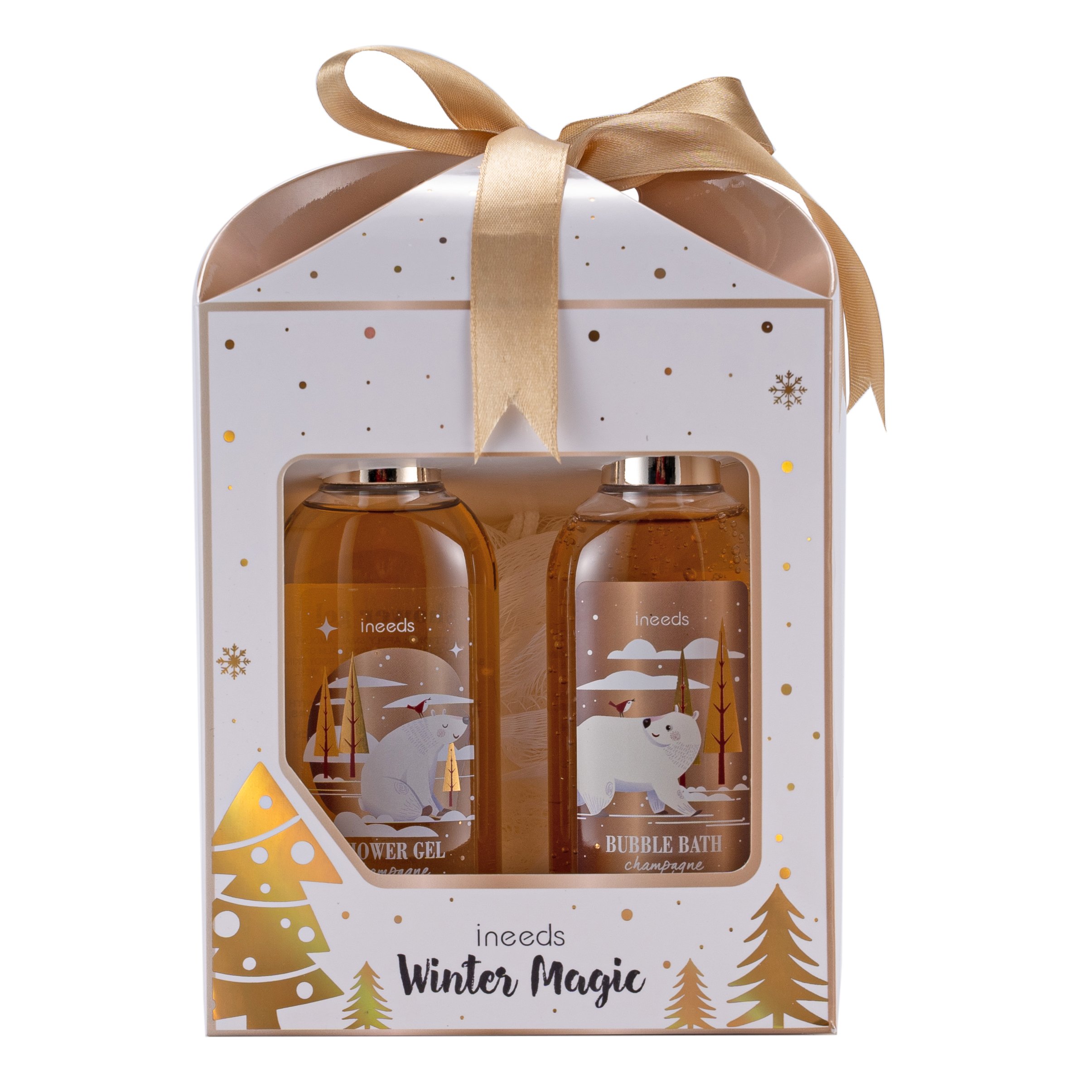 Customized Eco-Friendly Vegan Winter Christmas Bathroom Bubble Bath Gift Set with Bath Puff