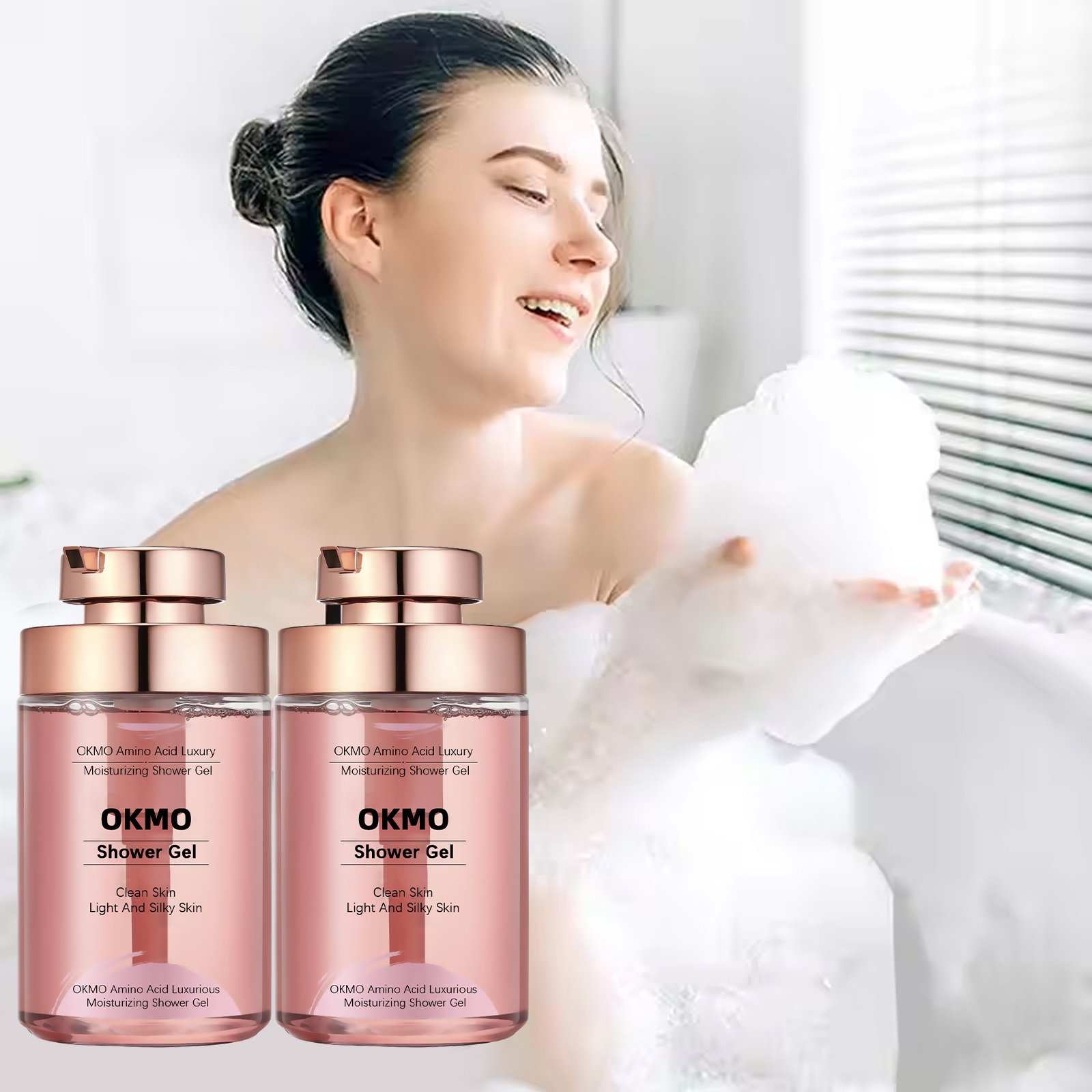 OKMO Custom Clean skin light silky skin brightening shower gel body wash Luxury Moisturizing Amino Acid Shower Gel