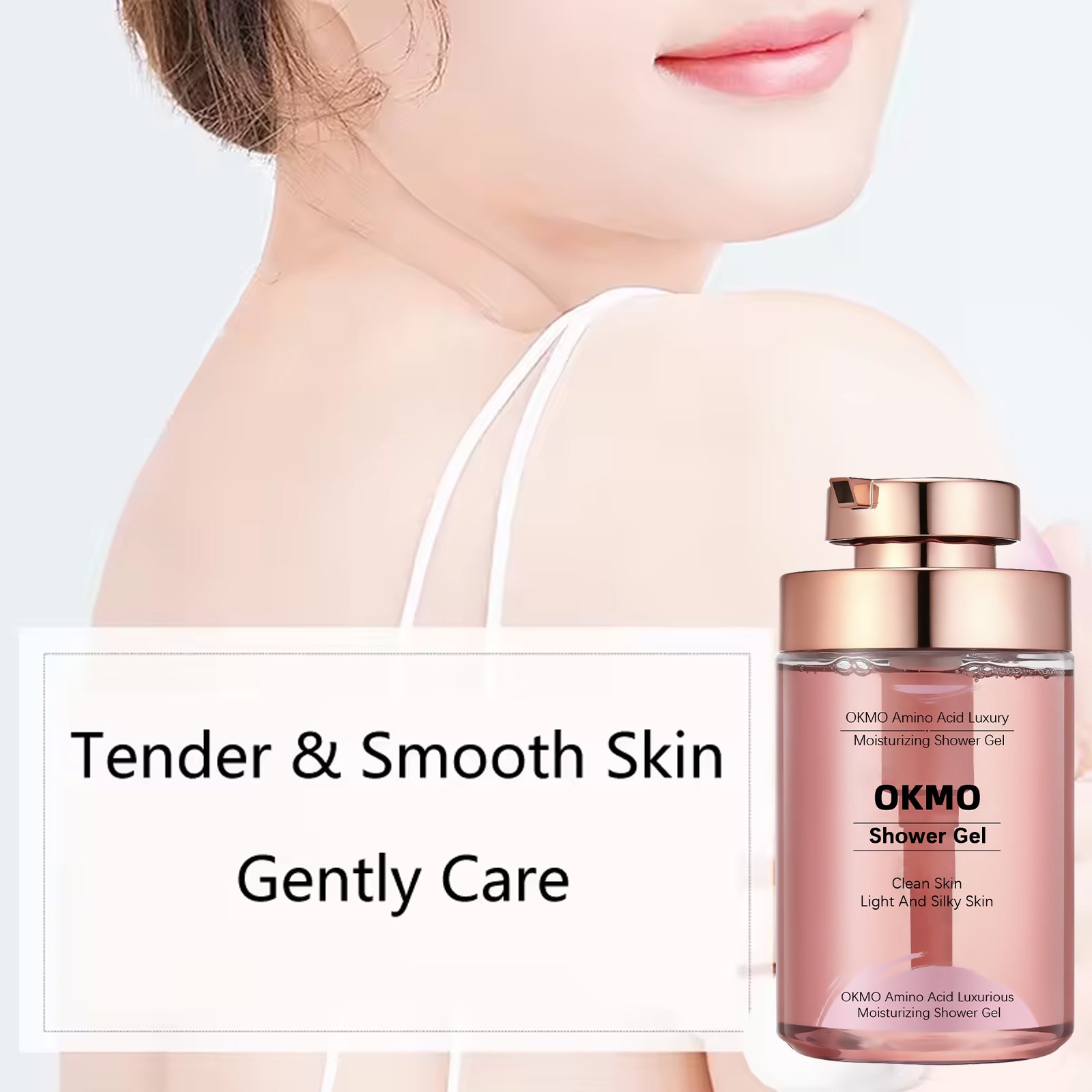 OKMO Custom Clean skin light silky skin brightening shower gel body wash Luxury Moisturizing Amino Acid Shower Gel