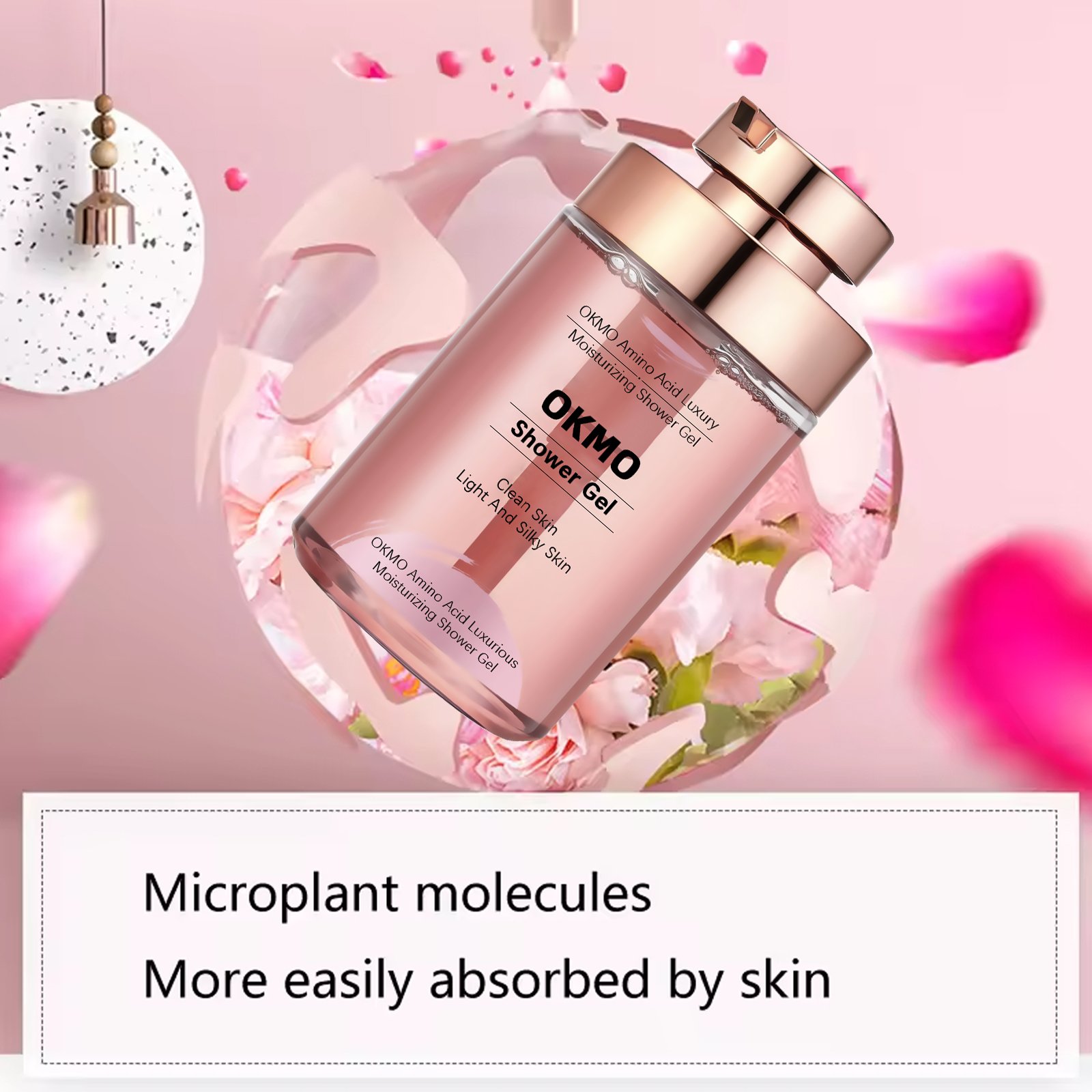OKMO Custom Clean skin light silky skin brightening shower gel body wash Luxury Moisturizing Amino Acid Shower Gel