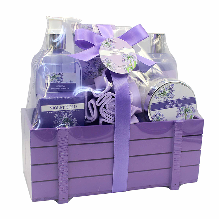 Lavender Scented Personal Care Spa Sets Basket gift set OEM & ODM plant customized wholesale body bath salt exquisite packaging