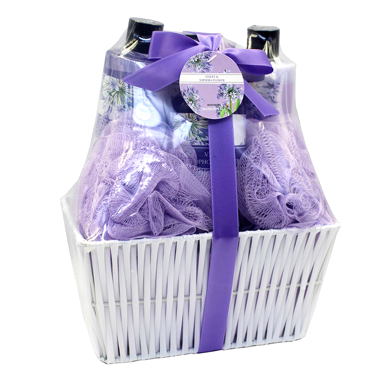 Lavender Scented Personal Care Spa Sets Basket gift set OEM & ODM plant customized wholesale body bath salt exquisite packaging
