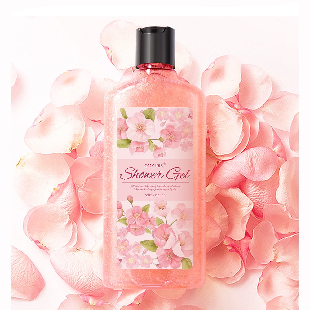 Wholesale own brand exfoliating organic shower gel Body Wash moisturizing rose petal shower gel japanese shower gel