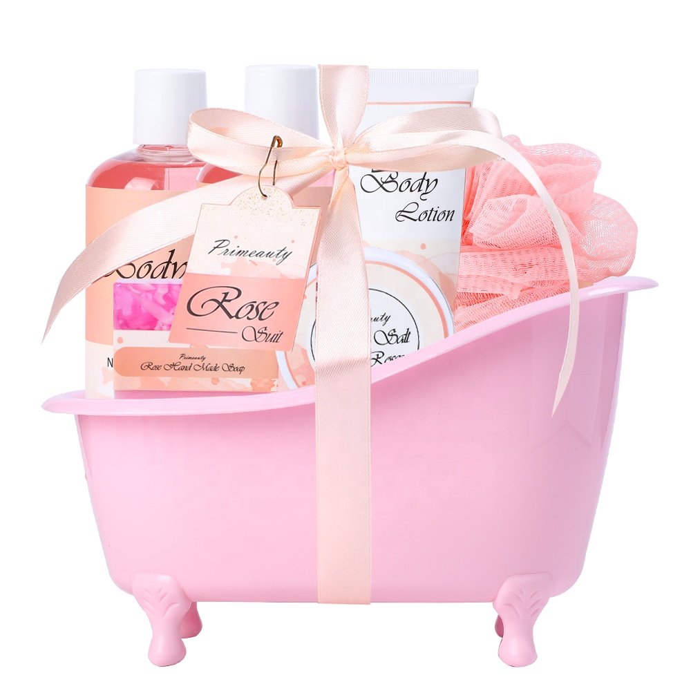 Women Gift Christmas Bath Bombs Shower Gel Body Lotion Bath Salt Soy Candle Relaxing Home Spa Basket Kits Bath Gift Set