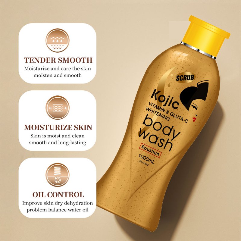ROUSHUN Body Wash Private Label Whitening VC and Kojic Shower Gel For Skin Body