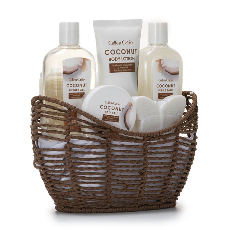 Wholesale Composed of basket containing plastic bottles of Shower gel scrub explosive salt suitable for women home holiday spa