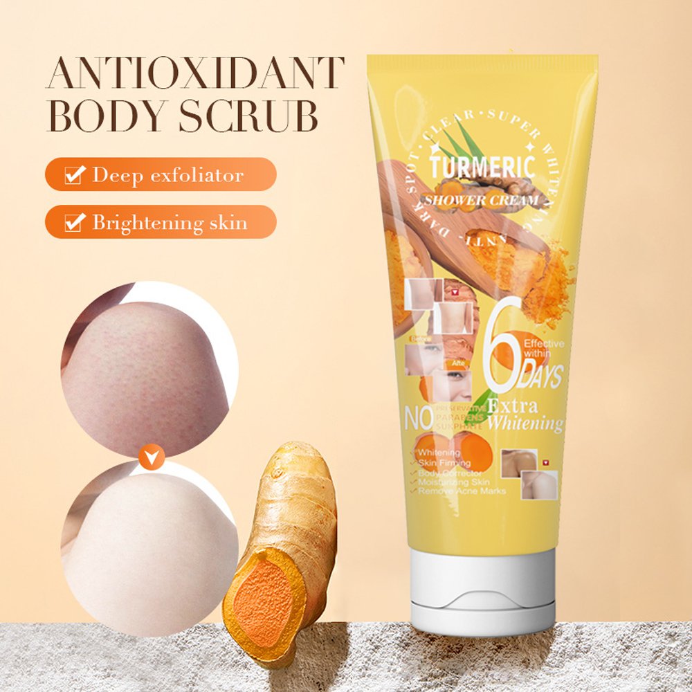 Moisturizing whitening turmeric ginger scrub, deep exfoliating chicken skin, moisturizing and softening skin keratin shower gel